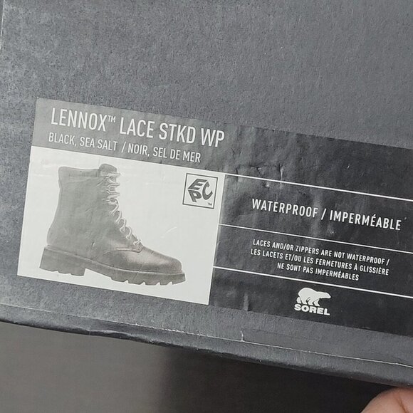 NWT Sorel Womens Lennox Lace Combat Boots Black Size 6 Waterproof Leather - Picture 9 of 12